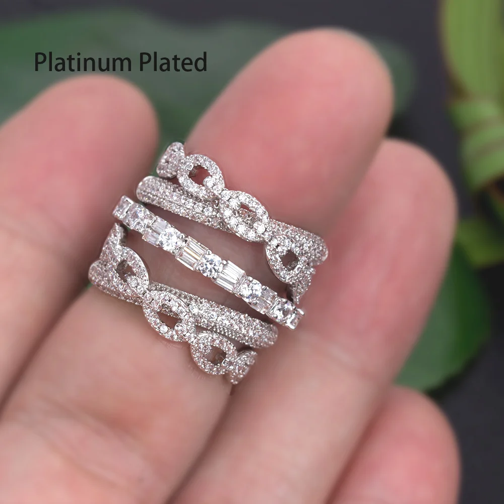 

BRIDE TALK Luxury Silver Ring Big Rings For Women With Zircon Stone 2019