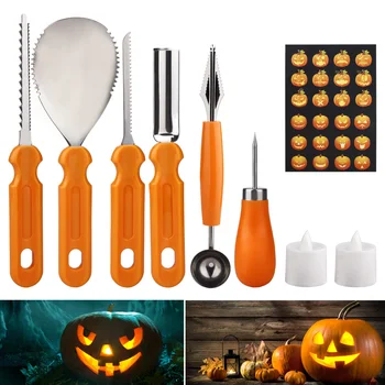 

9pcs Professional Pumpkin Lantern Carving Cutter Kit Halloween Thanksgiving Festival Vegetable Fruit Cutting Carving Tools Scoop