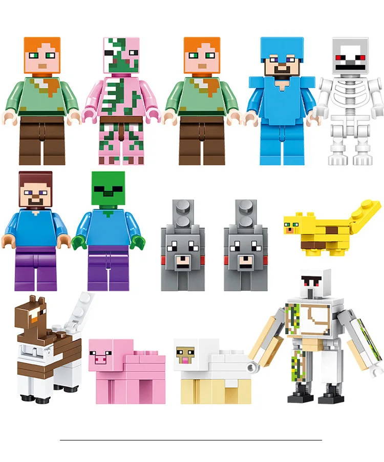 2188PCS MinecraftING Series Steve The Big Fig with Parrot Model Building Block Brick Toys for Children Gift toys for children