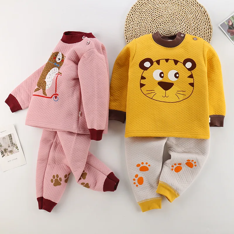 Autumn Winter Baby Cartoon Clothing Set Children T-shirt High Waist Pants Suit Girls Clothes Tracksuit Kids Tops Tees Trousers