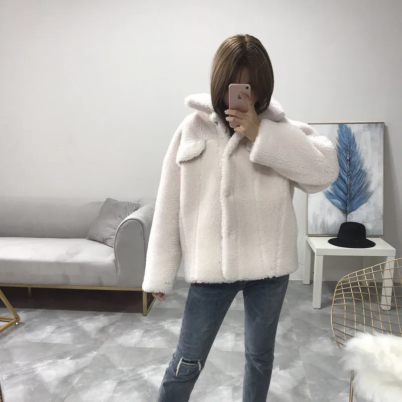 

Real Fur Vintage Autumn Winter Coat Women Short Korean Oversize Wool Jacket Abrigos Mujer Invierno 2020 YY672