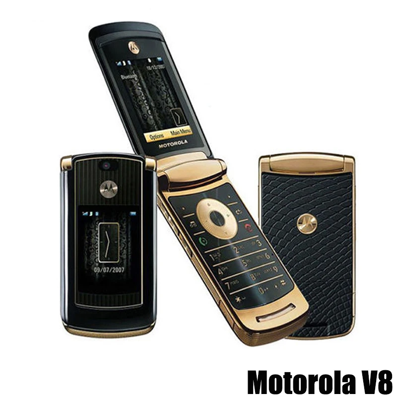 Motorola-smartphone v8 reacondicionado, versión lujosa, Original, libre, GSM, Flip, Bluetooth, MP3, FM, radión, envío rápido