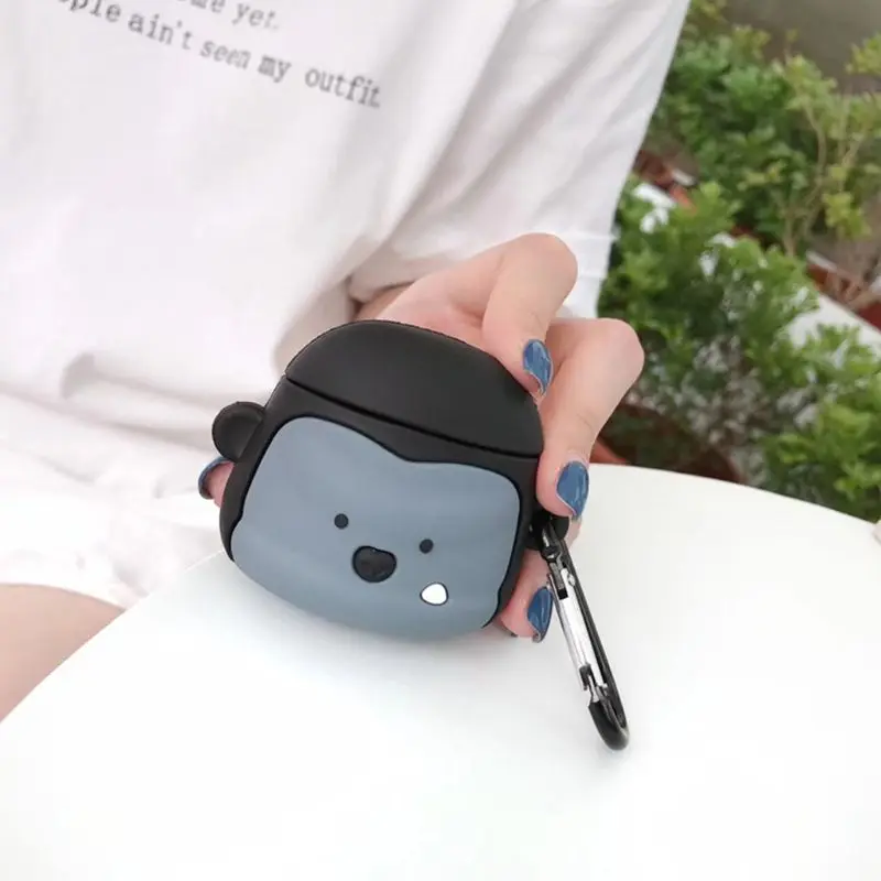 Уникальный защитный силиконовый чехол Gorilla с карабином для Airpods 1/2 Kit