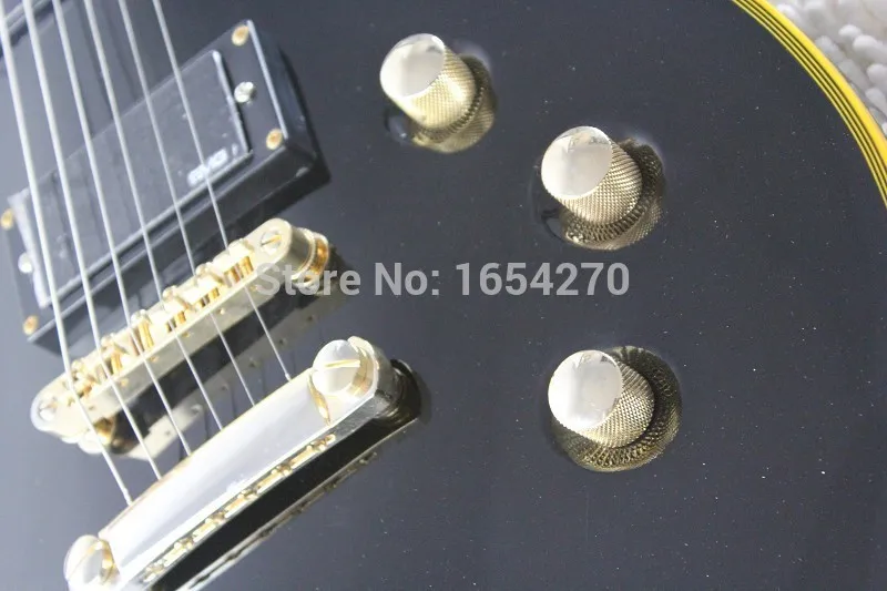 Лучшее Качество Custom Shop Стандартный винтажный матовый черный электрогитара звукосниматели Золотое оборудование 150810-1