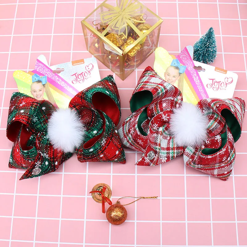 

NEW 7" Jojo Bows Jojo Siwa Large Hair Bows for Girls Hair Clips Christmas Printed Bowknot Hairgrips Party Girls Hair Accessories