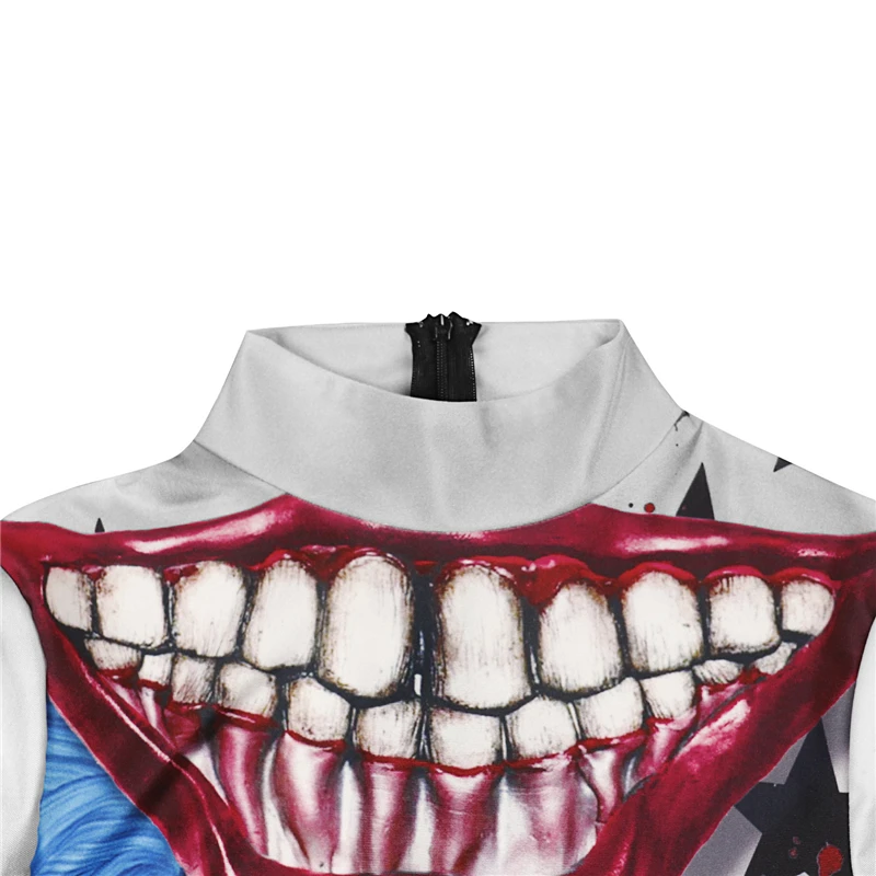 Scary Digital Print Clown Halloween Costume for Women Horriblr Girls Halloween Party Clown Jumpsuit Stephen King's It Costume