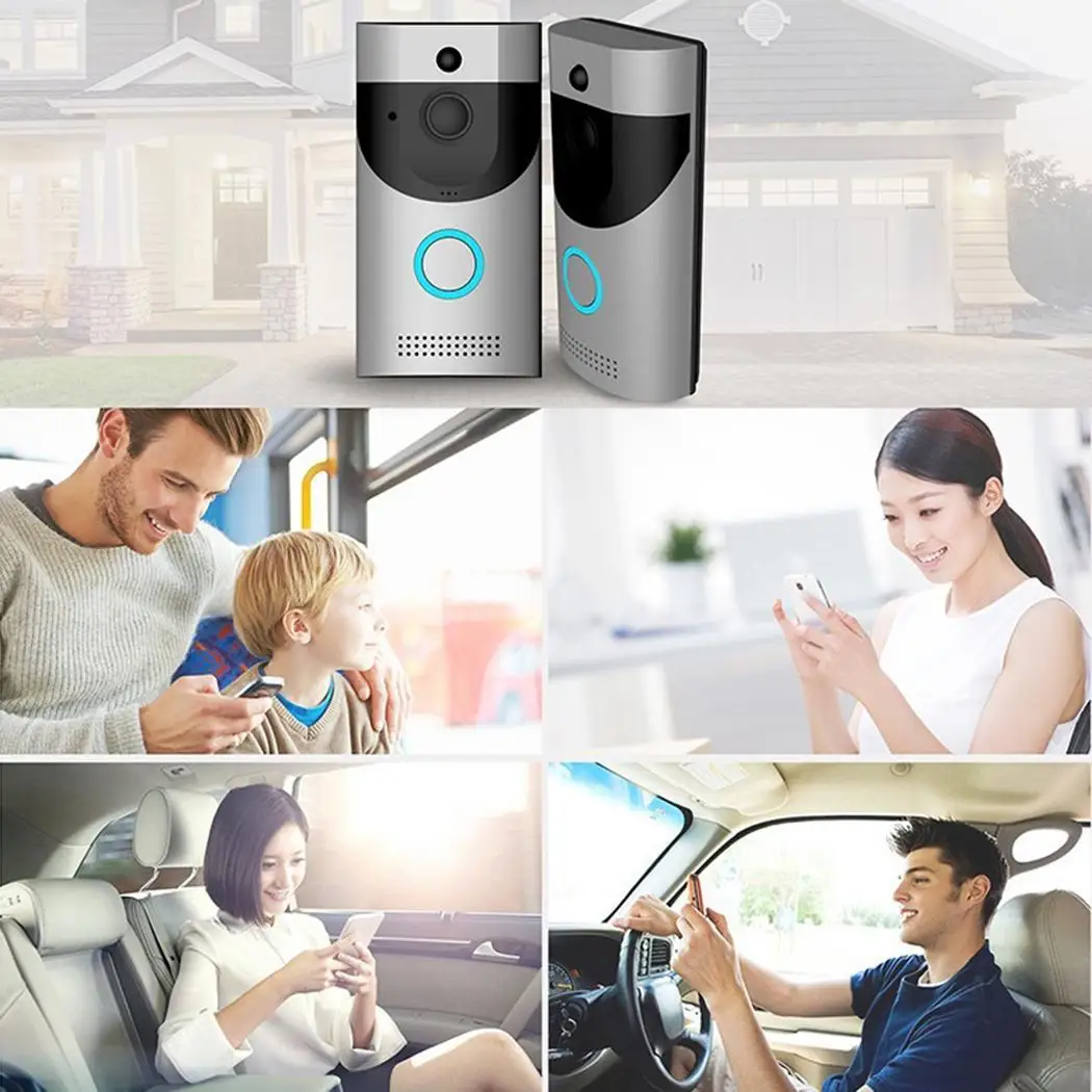 

WiFi Smart Wireless Security Doorbell Visual Support Support Support 1280x720 Intercom Recording IP65 Video