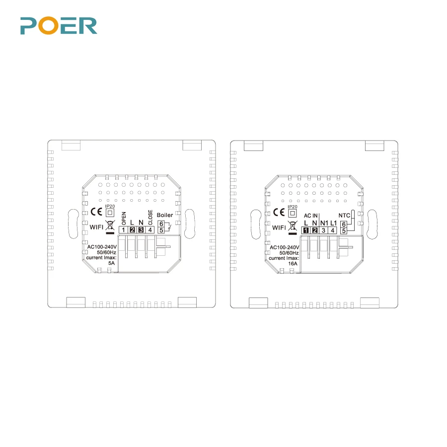 POER-Thermostat de chauffage intelligent WiFi, régulateur de température pour bomicrophone à gaz, chauffage électrique au sol, prise en charge d'Alexa 110-220V