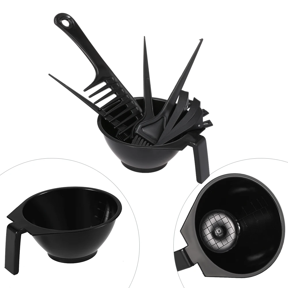 

8pcs Hair Dyeing Tool Hair Coloring Kit Salon Dyeing Brush Comb Bowl Sectioning Clips Set Black Hairdressing Tool