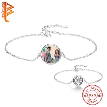 

Fashion Jewelry Custom Photo Forever Love Round Pendant Charm Bracelet for Women Female 925 Sterling Silver Bracelet Gift