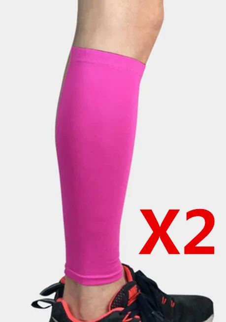 1 pair Rose Red Упругие компрессионные гетры защитный щиток голени Баскетбол Футбол Бег Обучение голени рукава Brace ноги спорт поддержка - Цвет: 1 pair Rose Red