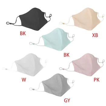 

Women Summer Ice Silk Cooling 3D Mouth Mask Sunscreen Cycling Dustproof Anti Pollen Breathable Mesh Washable Adjustable Face Cov