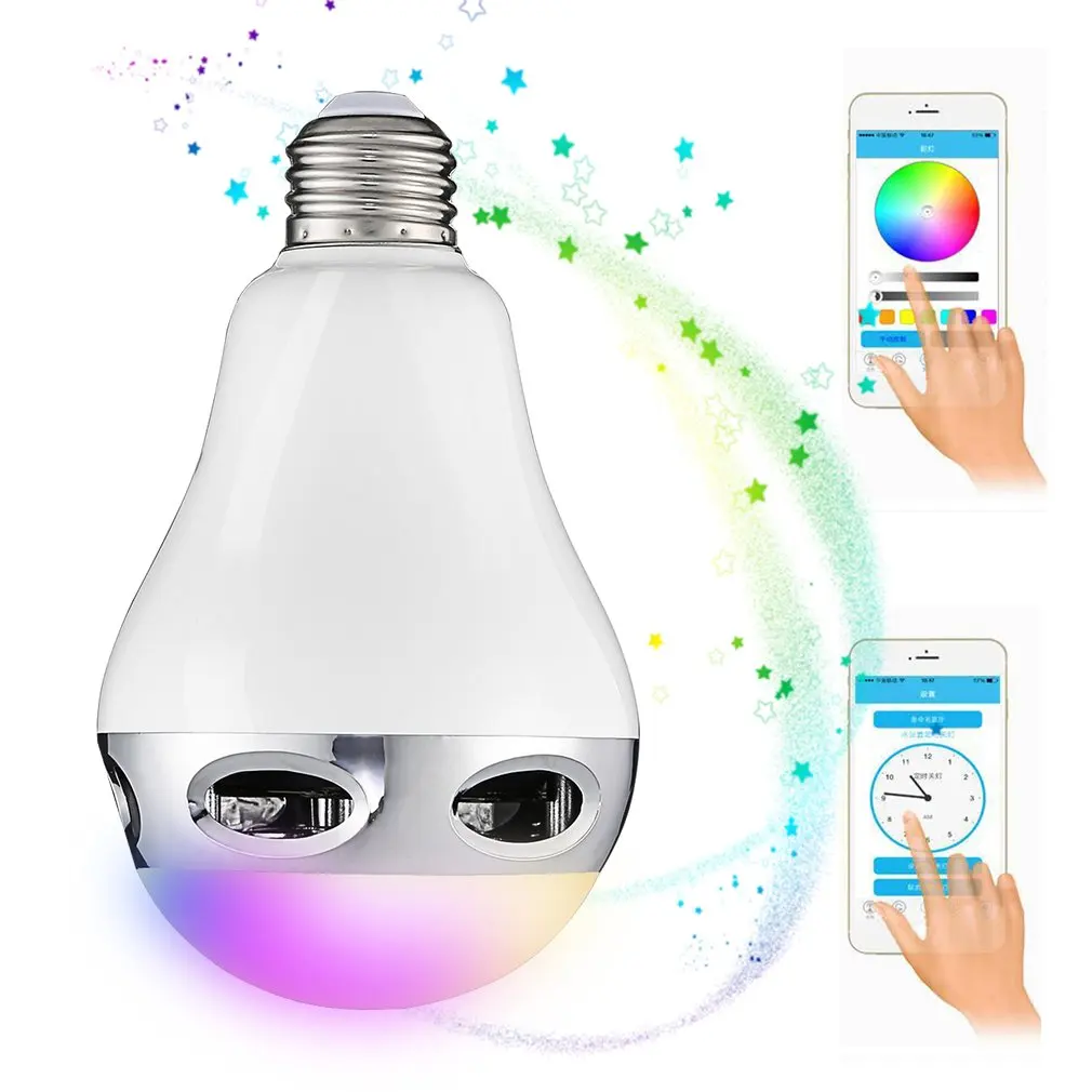 LED Bluetooth Speaker Light E27 RGB Bulb Color Changing/Music Player Lighting Lamp with Built-in Bluetooth Audio Mini Speaker