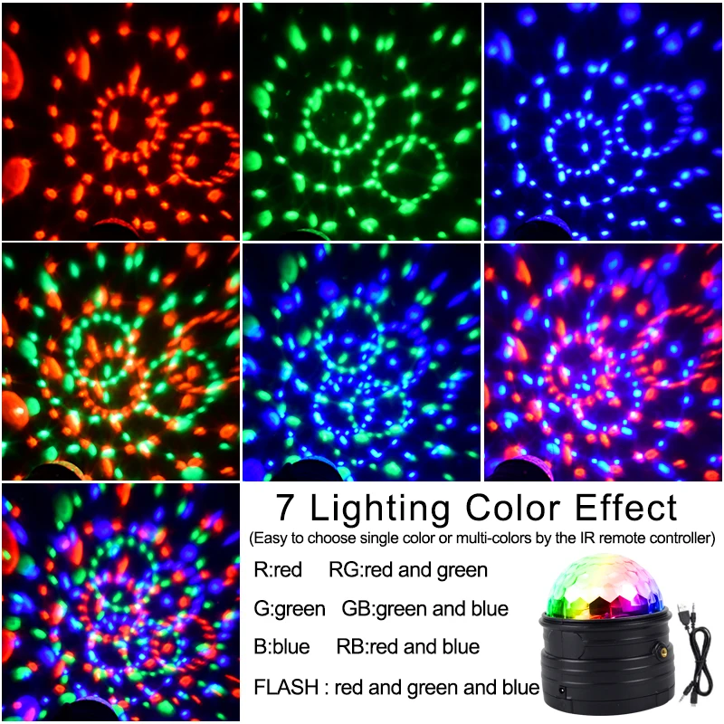 WUZSTAR светодиодный дискошар RGB мини красочные ночные огни Вечерние Декорации диджея световой эффект для домашнего фестиваля