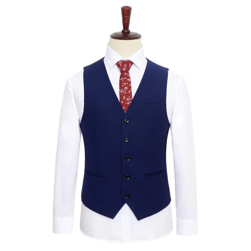 SHAN BAO Men's Business Casual Suit Vest New Brand Clothing Gentleman Banquet Wedding Vest Black Royal Blue Navy Blue Gray