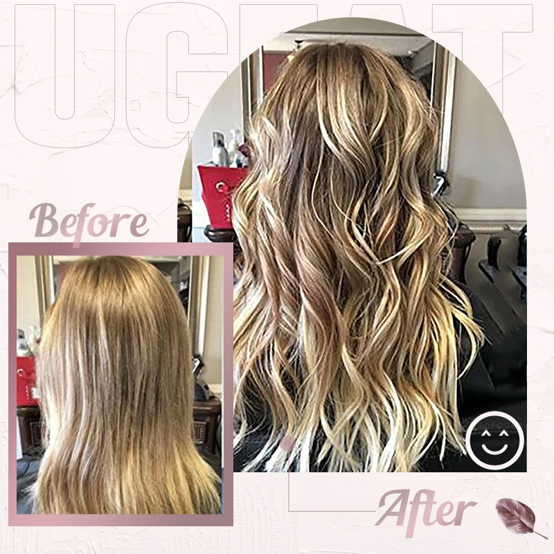 Ugeat Tape In Human Hair Extensions Blonde Silky Straight Remy Hair Double Weft Adhesive Extensions For Women For Braids
