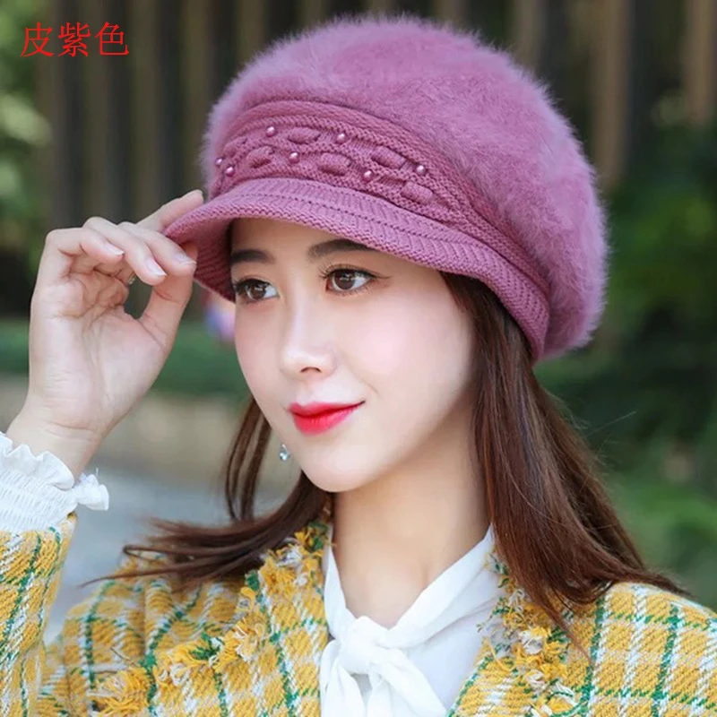 Beanies для женщин Повседневная хлопковая зимняя женская шапка Мягкая вязаная однотонная белая красная хаки черная шапка женская Skullies Beanies - Цвет: purple