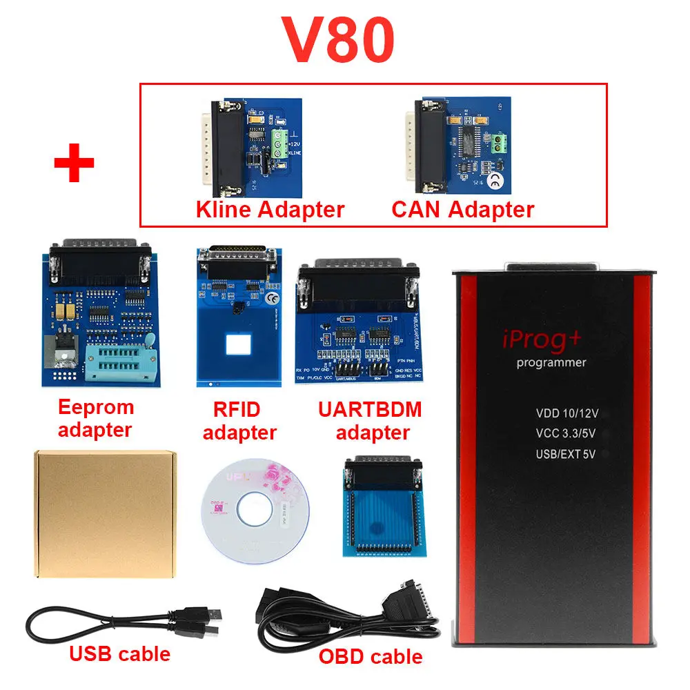 V80 IPROG Porgrammer IR MB адаптеры IPROG Pro CAN-BUS адаптер IPROG+ Kline адаптер - Цвет: Iprog wt 2 adapters