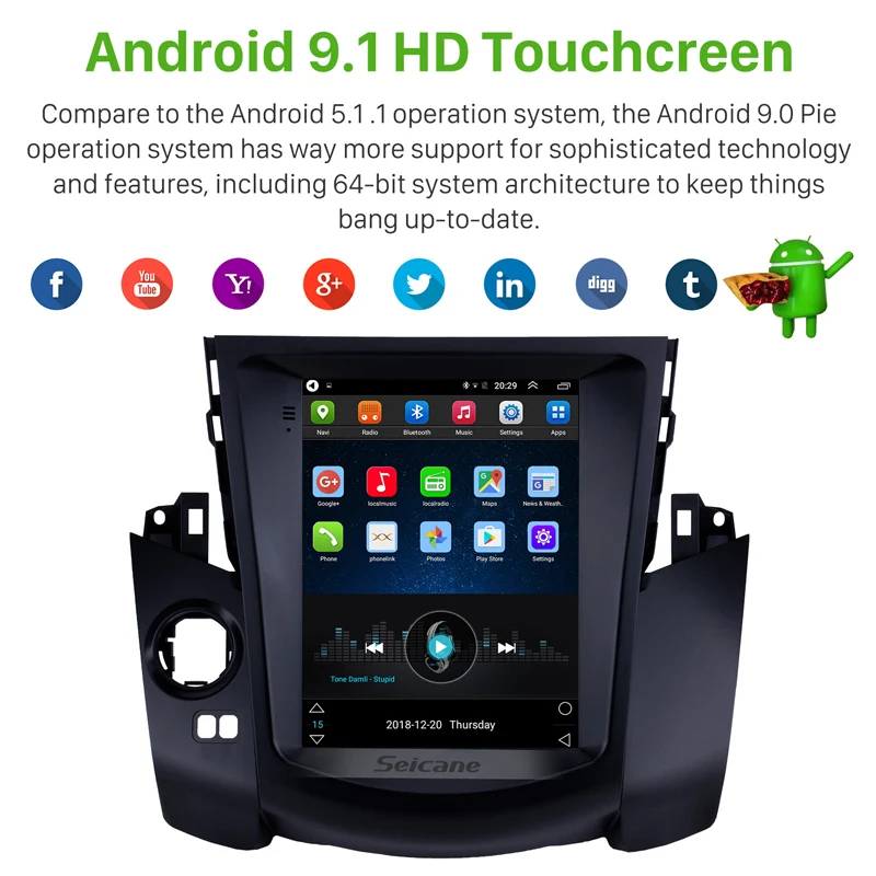 Seicane Android 9 1 7 дюймов для 2008 2009 2010 2011 Toyota RAV4 автомобильный радиоприемник с