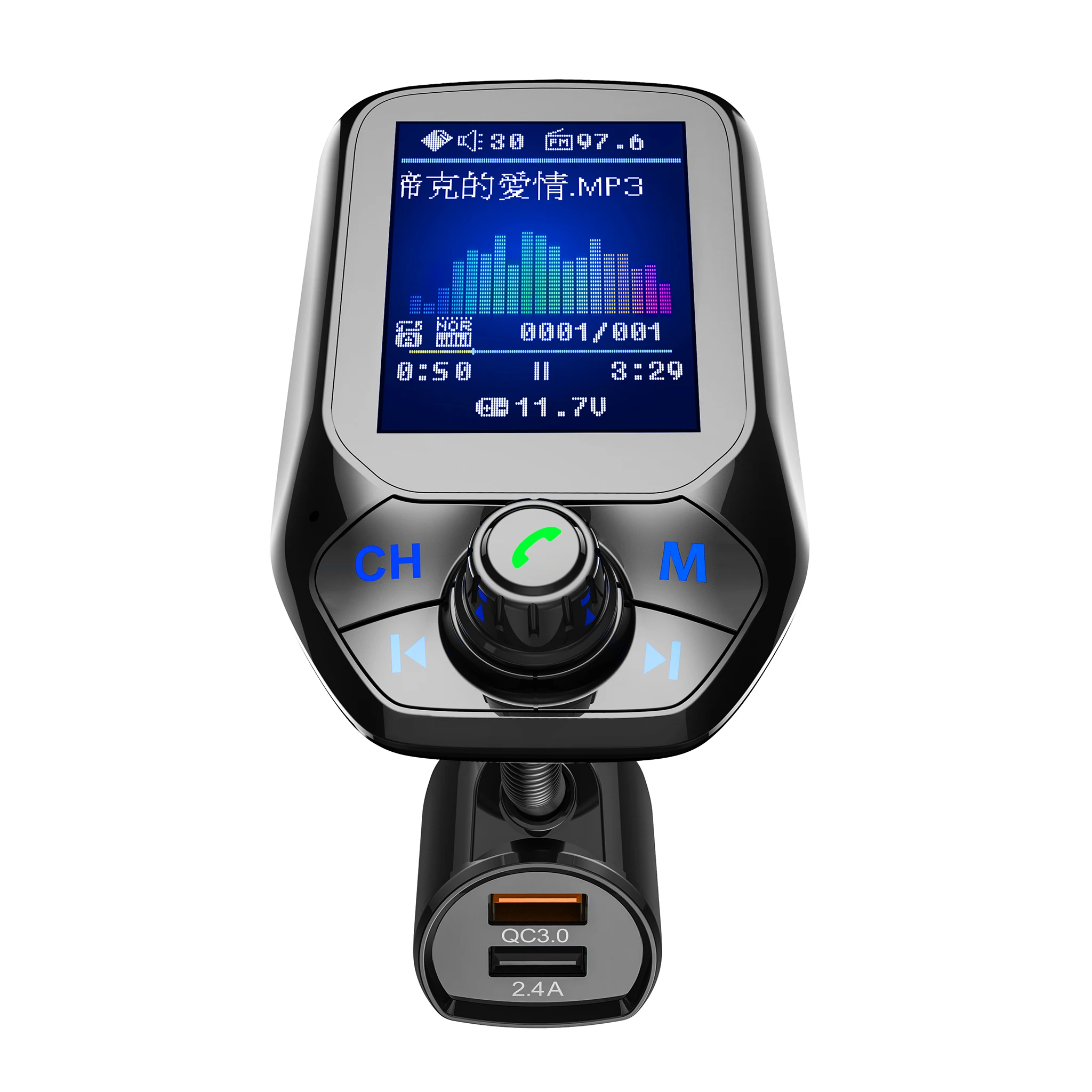 QC 3,0 Автомобильный Bluetooth Hands Free MP3-плеер/телефон на радио fm-передатчик T43