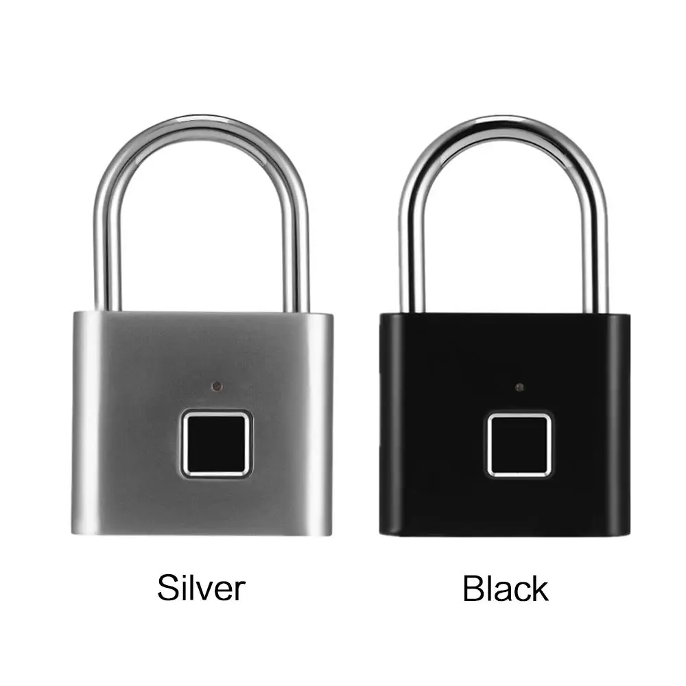 

Black/Silver Smart Modern Simplicity Smart Padlock Fingerprint Padlock Luggage Cabinet Lock Drawer Office Travel