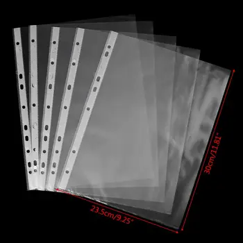 

100pcs A4 Transparent Perforated File Storage Document Folder Case Bag Sleeves