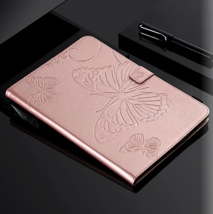 Rose Gold Чехол для планшета для Ipad Pro 12,", откидная крышка-подставка с 3D бабочкой, кожаный чехол-кошелек с рисунком, зажим для Ipad Pro 12,9"+ ручка - Цвет: Rose Gold
