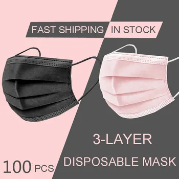 

10/50/100pcs Disposable Face Masks 3 Layer safe Breathable Dustproof Masks For Adult 3 ply nonwoven mouth Face Masks