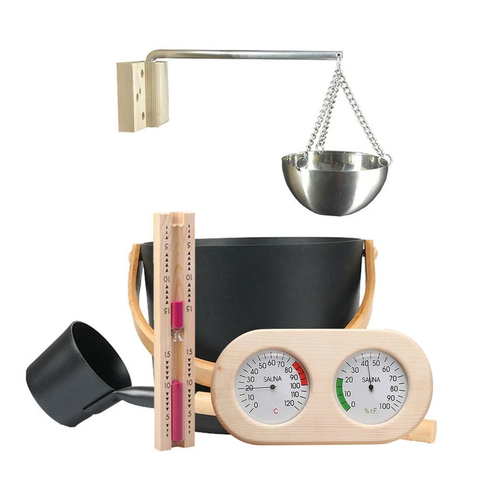 7l Luxurious Finnish Sauna Aluminum Bucket Set Handle Spoon Thermometer Hygrometer Sauna Accessories - Bathroom Accessories Sets - AliExpress
