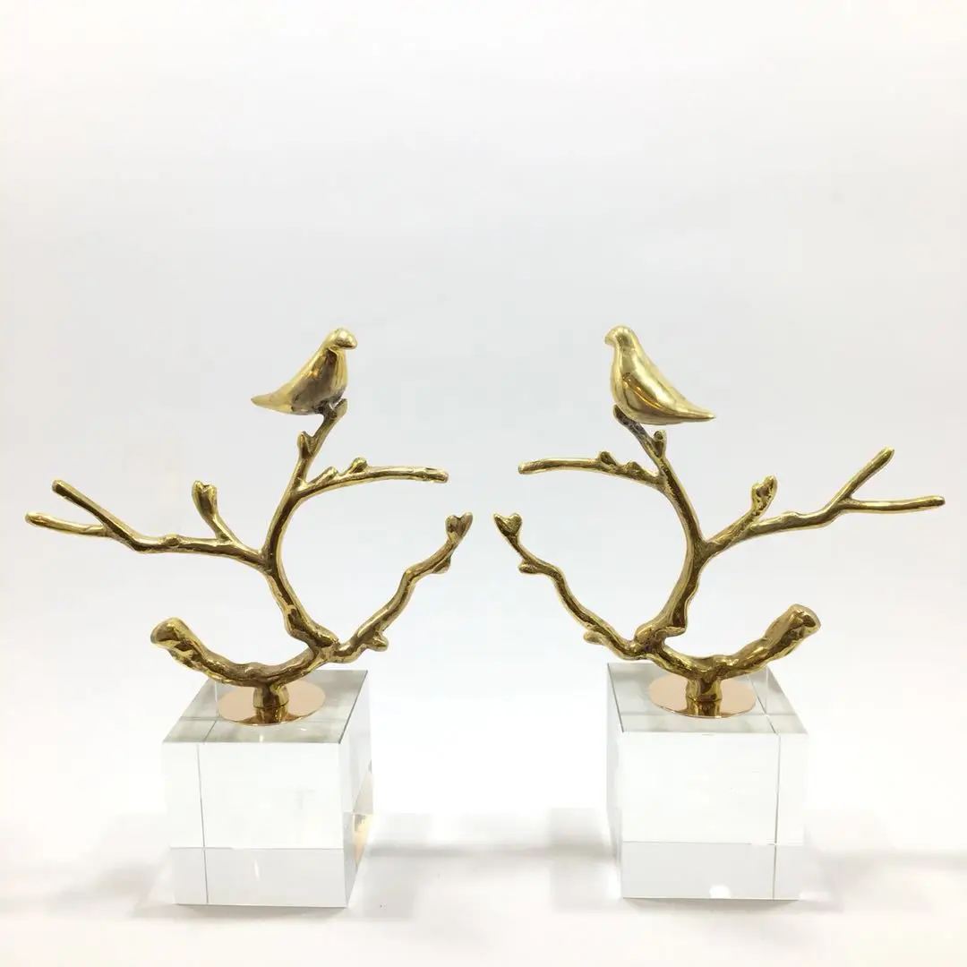 

European Style Model Room Decoration Pure Copper Pieces Branch Accessories Decoration Entrance Crystal Crafts Soft Decoration Me