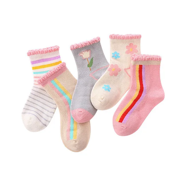 A1025 5 pairs/Lot Autumn Winter New Kids Cotton socks.Boy,Girl,Baby,Infant fashion stripe Cartoon sports socks,For Children gifts CN - Цвет: A1025