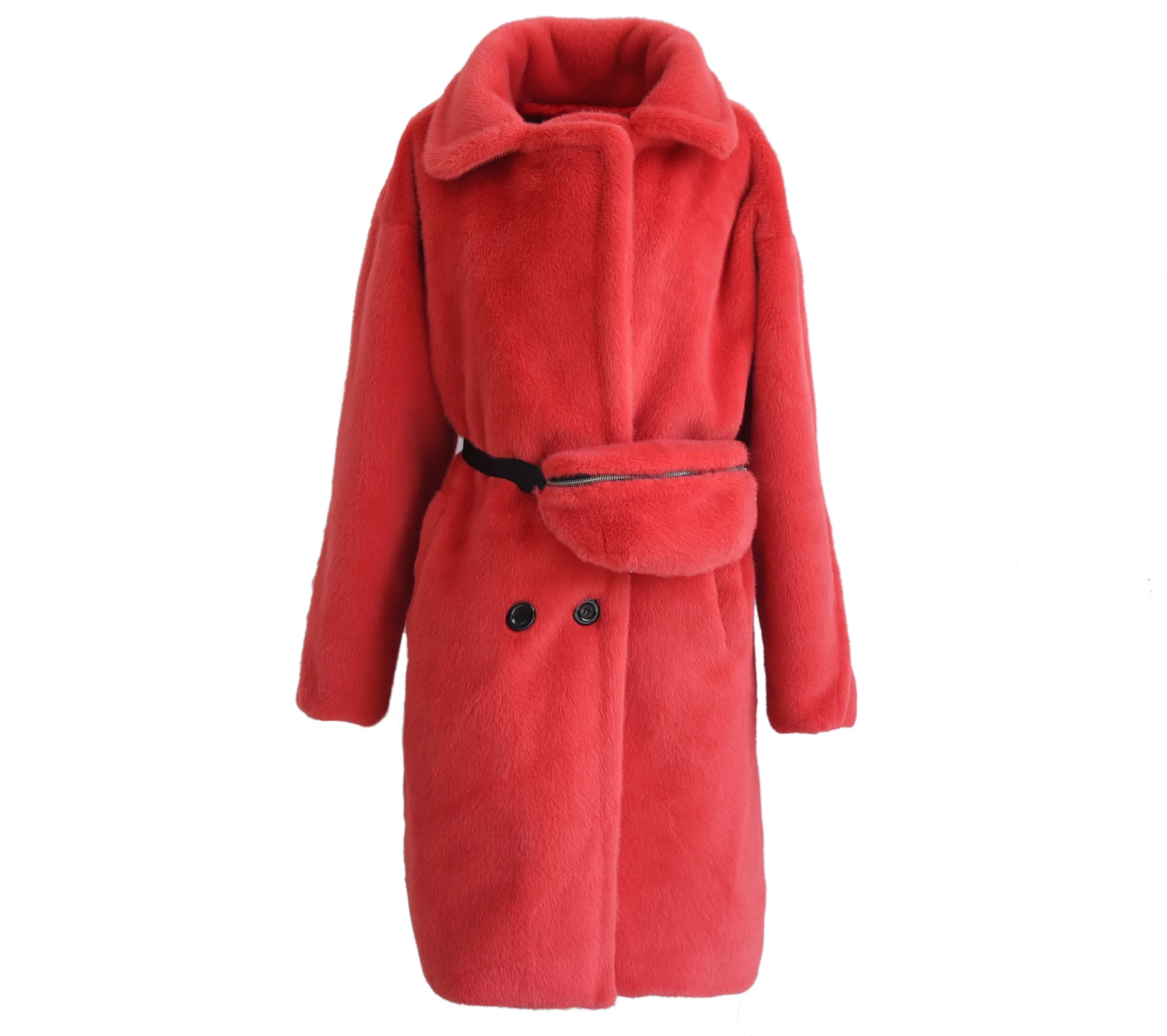 TXJRH модное пальто из мохнатого искусственного меха норки без сумки двубортная куртка с карманами стильная женская верхняя одежда Топы 2 цвета