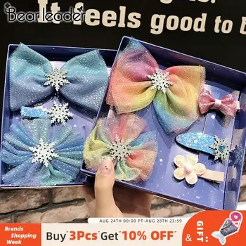

Bear Leader 5 Pcs Colors Grosgrain Ribbon Bows Clips Hairpin Girl's Hair Bows Boutique Hair Clip Headware Kids Hair Accessories