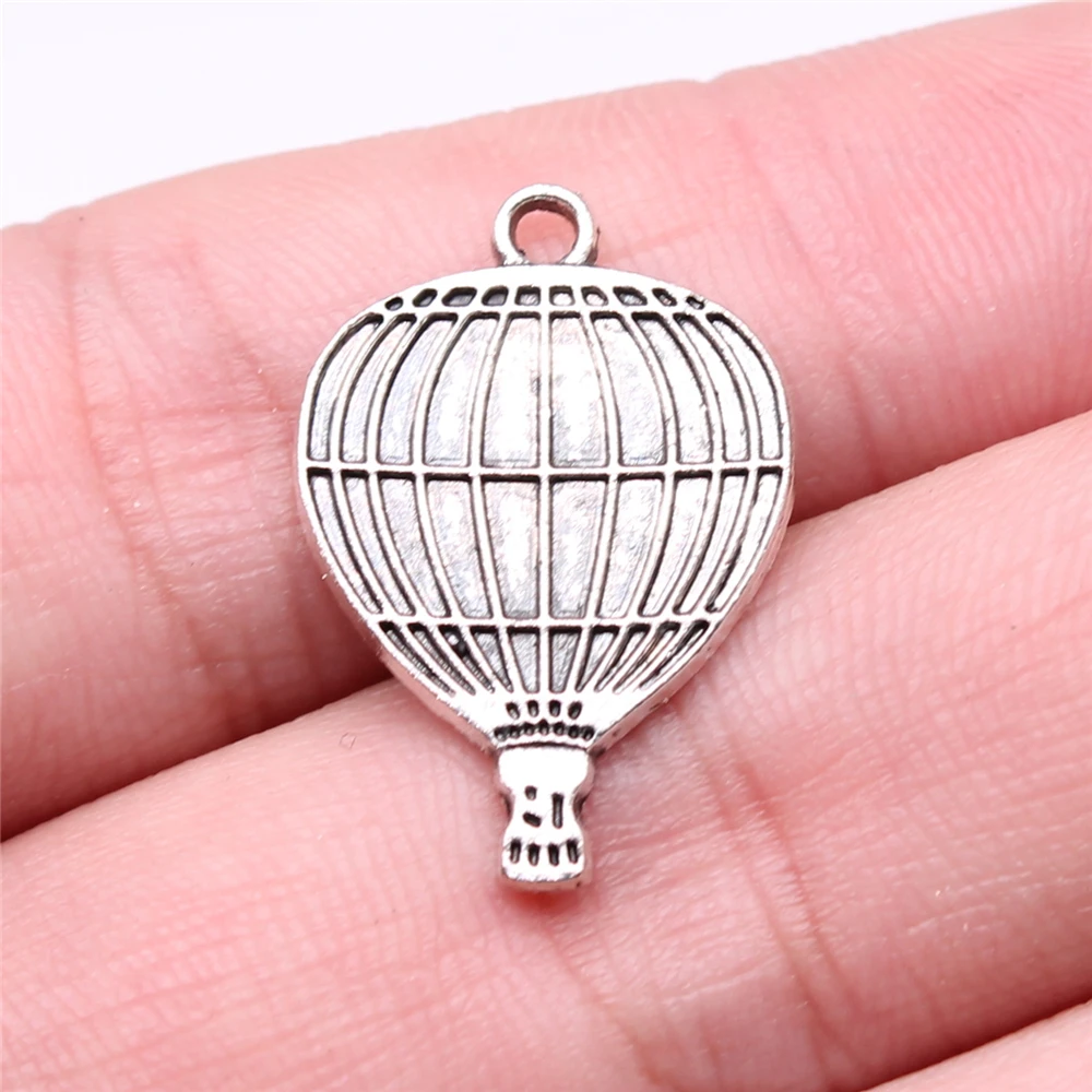 

WYSIWYG 15pcs 24x16mm Pendant Hot Air Balloon Charm Pendants For Jewelry Making Antique Silver Color Hot Air Balloon Pendants