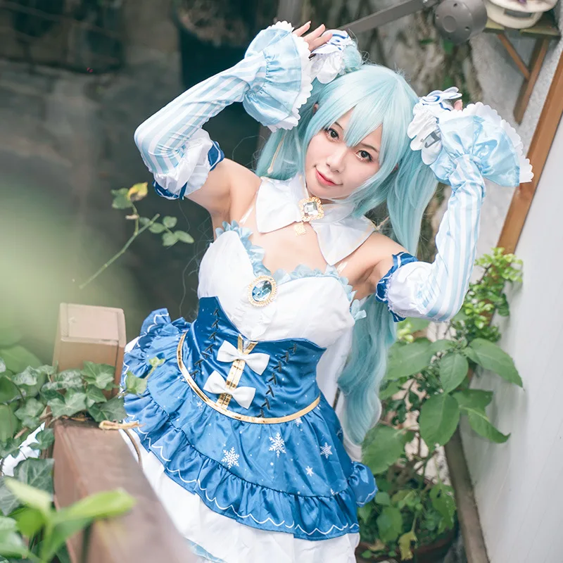 

Hatsune Miku Twinkle Snow Cosplay Party Halloween Animation Adult Costumes Full set