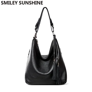 

2020 New Genuine Leather Women Shoulder Bag Large Women Leather Handbag Female Winter Bag Vintage Big Ladies Hand Black Bag Sac
