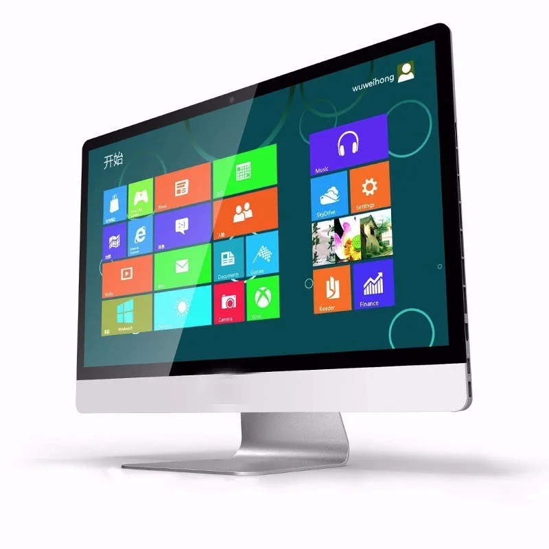 Hepsi bir arada ofis 24 inç bilgisayar ev kullanımı klavye fare kamera 169 monitör DIY Pc withi7 + 8GB + WIN10 masaüstü abd Plug