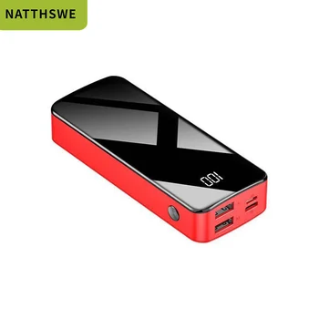 

NATTHSWE Mirror Digital Display 20000 mAh Large Capacity Mobile Powerbank with Dual USB Output Ports Mirco USB and Type-c Input