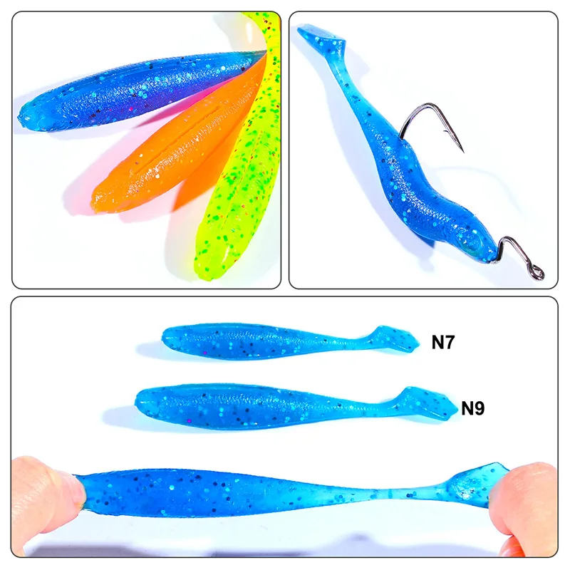 10Pcs/Lot soft fish artificial bait shad 7.5cm2g 9cm6g 10 color Quality rubber silicone soft bait fishing tackle