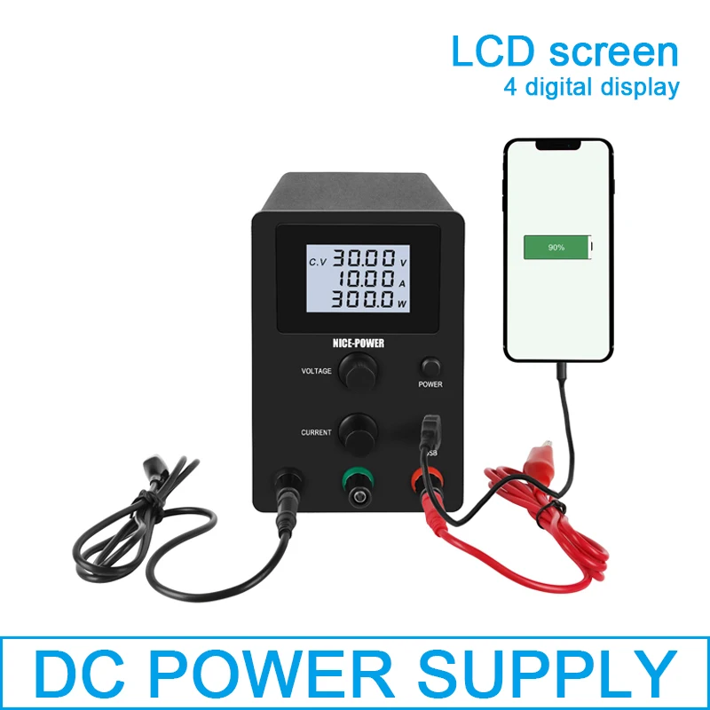 DC импульсный источник питания 30В 10A 60V 5A скамья источника цифрового Регулируемый источник питания лабораторные расходные материалы ЖК-дисплей экран