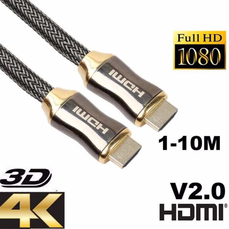 1-10 М Премиум Ультра HD HDMI кабель v2.0 Высокоскоростной Ethernet HDTV 2160p 4K 3D GOLD k5