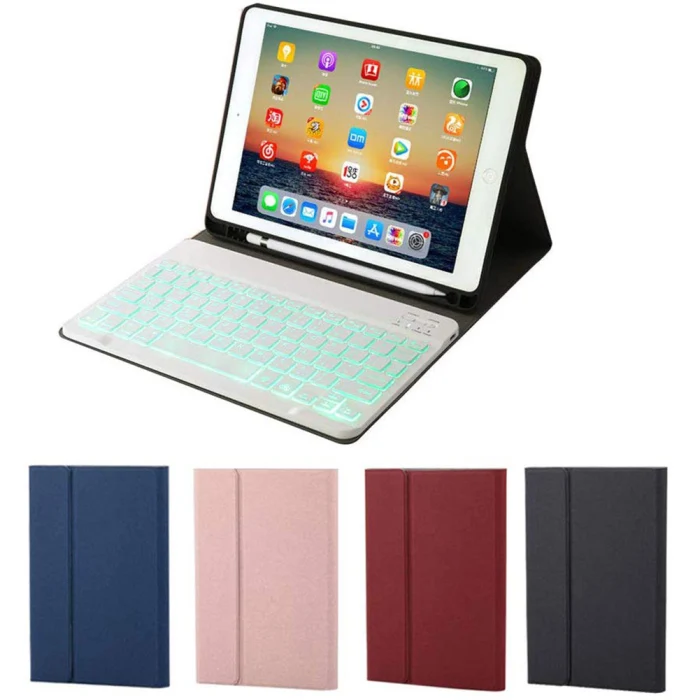 Keyboard Leather Case Backlit Folio Cover Wireless Bluetooth Keyboard for iPad 10.2 GY88