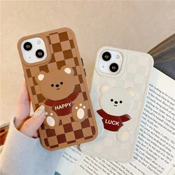 Cute Brown Bear Silicone Case for iPhone 13 Pro Max XR X XS 7 8 Plus Shockproof Phone Back Cover for iPhone 12 Pro 11 Pro Max