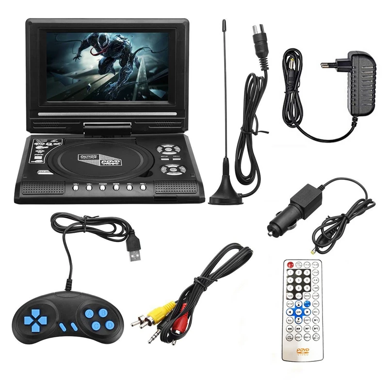 Migliori Offerte Tv Portatile Da 7.8 Pollici Home Car Lettore Dvd Hd Vcd Cd Mp3 Hd Evd Player Con Tv/Fm/Usb/Funzione Di Gioco-Spina Ue