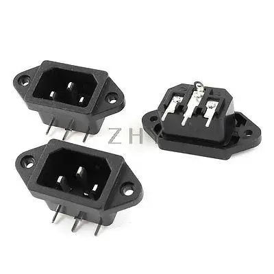 AC250V 10A 3 Pin IEC320 C14 на входе штекер Мощность входное гнездо черный комплект из 3 предметов