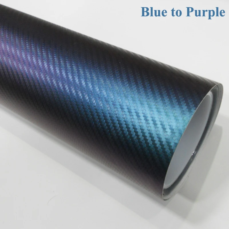 Blue To Purple Chameleon 3D Carbon Fiber Vinyl Wrap Film-3
