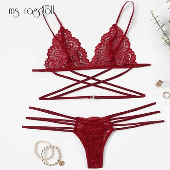 

Ms Ragdoll Women's Pajamas Sexy Lingerie Hot Erotic Lingerie Transparent Lace Sexy Underwear Bra Panties Mujer Exotic Apparel