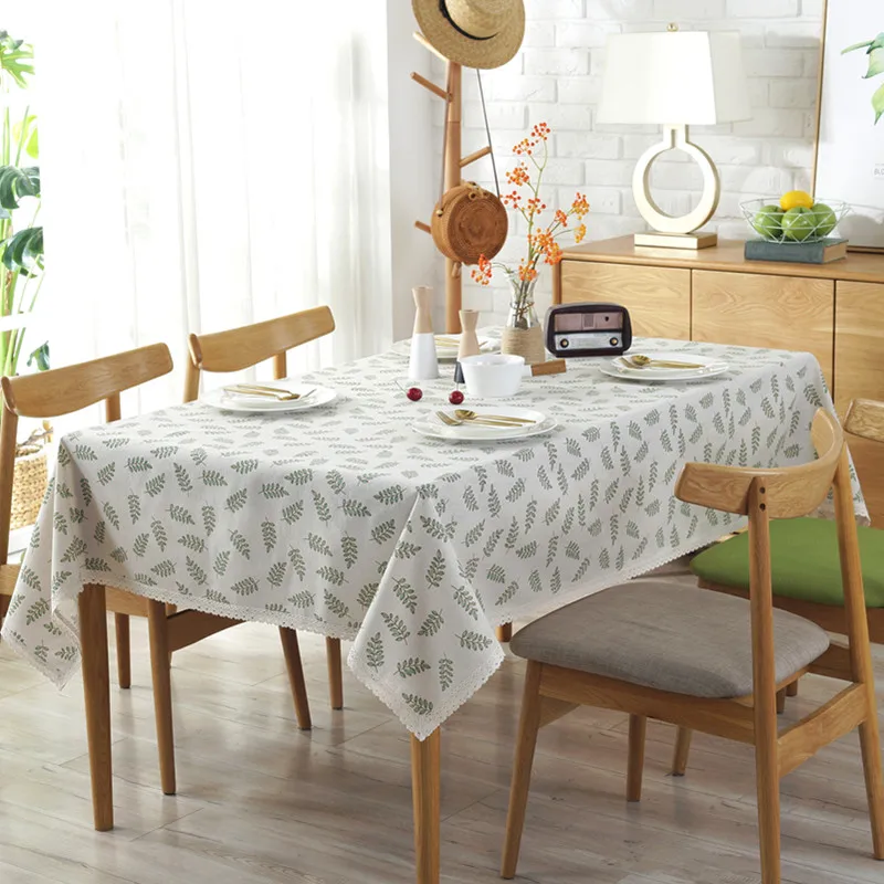 

Tablecloth Linen Olive Leaf Pattern Rectangular Cotton Lace-Edge Hotel And Home Table Cloth