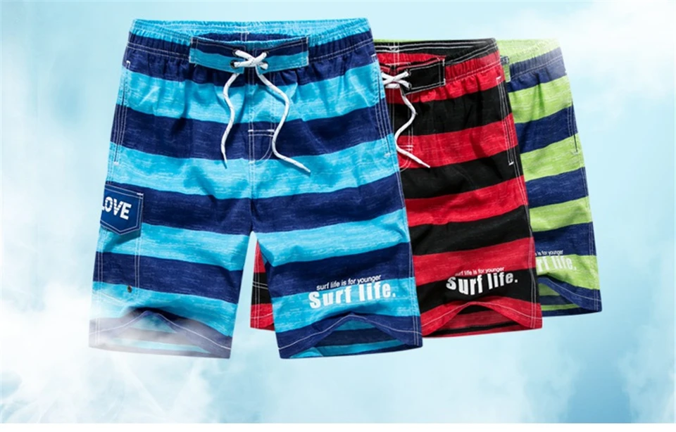 Calções masculinos com bolsos verão listrado joggers