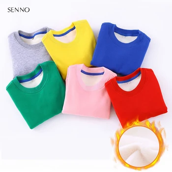 

Winter Kids Sweatshirts with Fleece Solid Toddler Kid Baby Girl Boy Clothes Long Sleeve Warm T-shirt Tops Sweatshirts for Kids